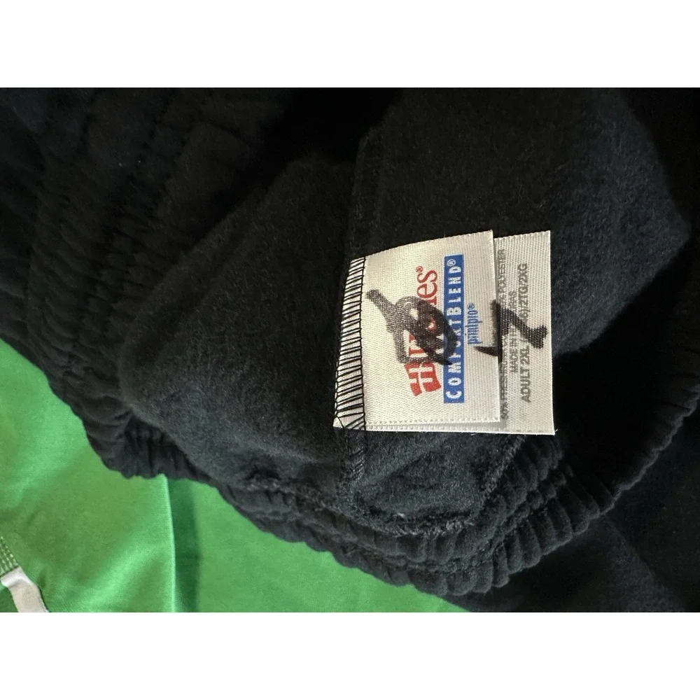 Vtg Hanes Sweatpants Mens 2XL Black Cotton‎ Elastic Cuff Lounge Comfort Blend